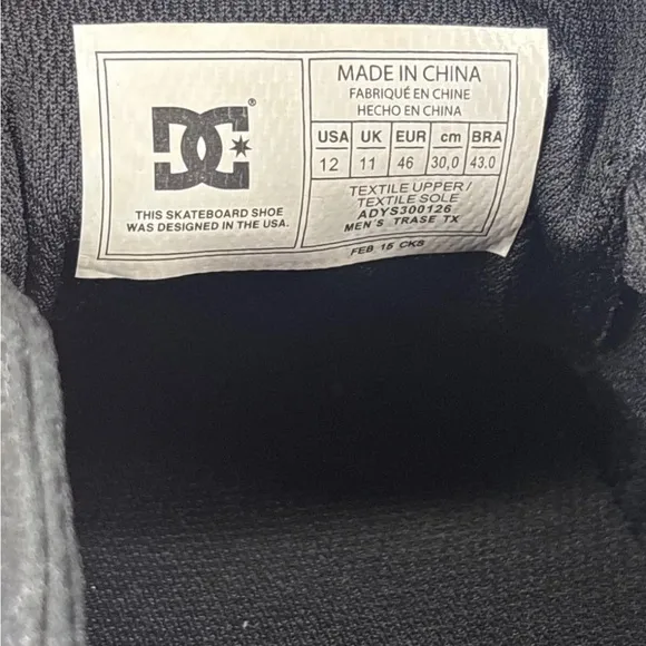 🔥🔥🔥 DC Men Trase Tx Skate Shoe Size: 12🔥🔥🔥