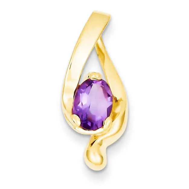 14 Yellow Gold 8x6m Oval Amethyst Slide Pendant