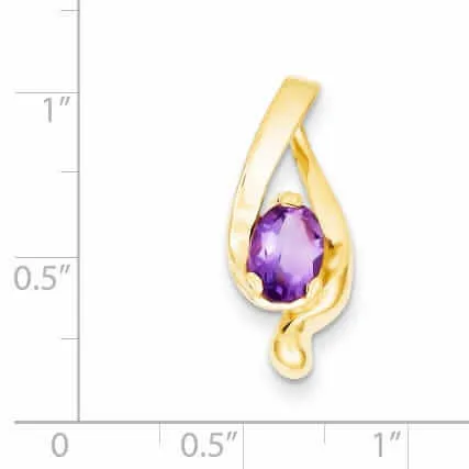 14 Yellow Gold 8x6m Oval Amethyst Slide Pendant