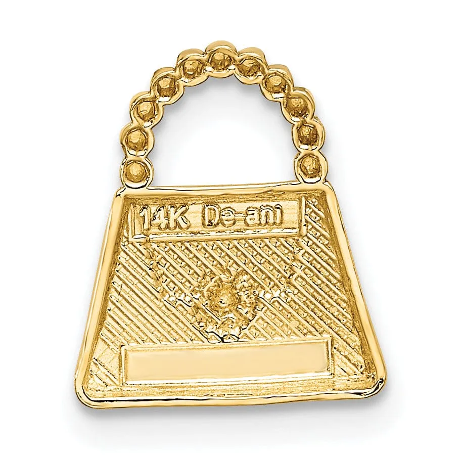 14k Two Tone Gold Purse Chain Slide Pendant