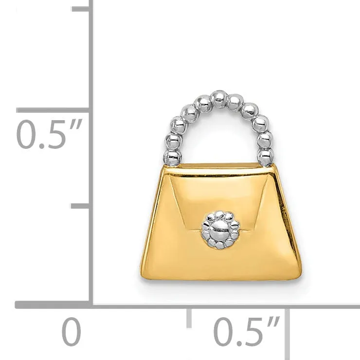 14k Two Tone Gold Purse Chain Slide Pendant