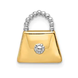 14k Two Tone Gold Purse Chain Slide Pendant