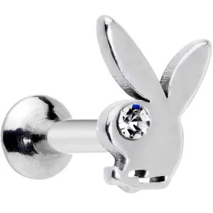 16 Gauge 1/4 Licensed Playboy Clear CZ Gem Internally Threaded Labret