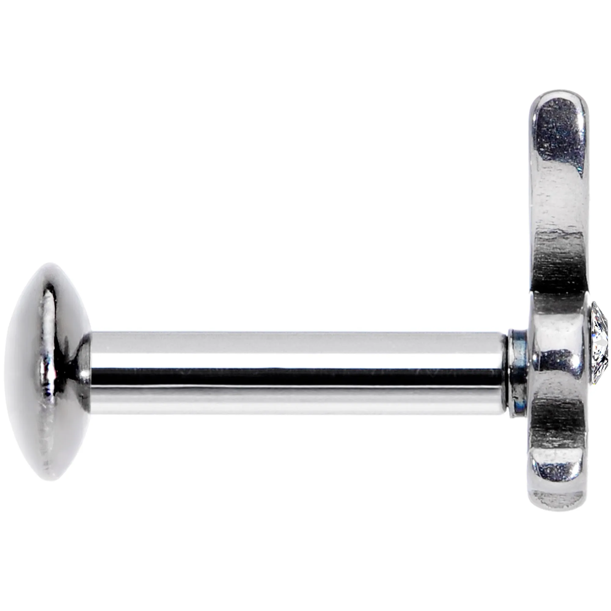 16 Gauge 1/4 Licensed Playboy Clear CZ Gem Internally Threaded Labret