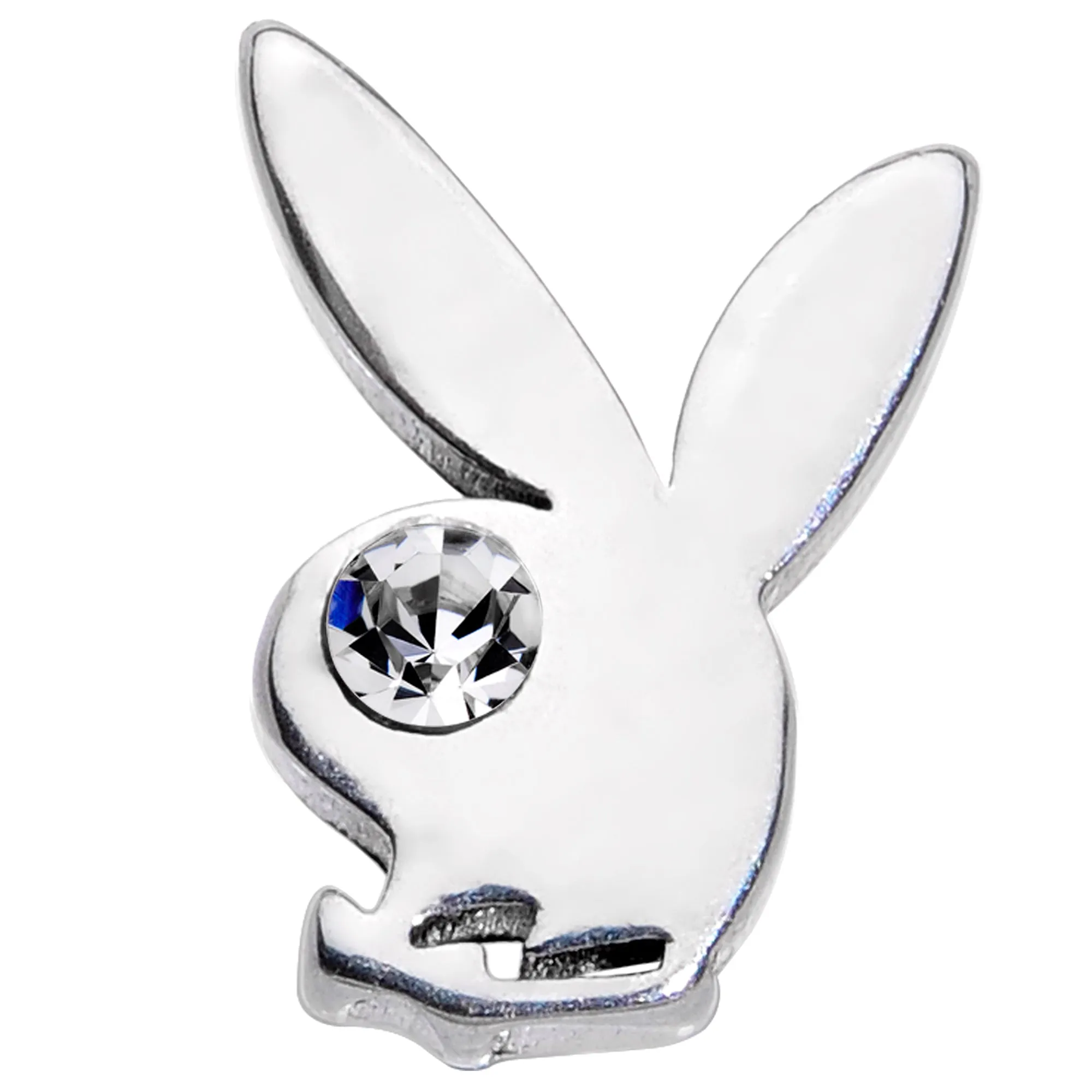 16 Gauge 1/4 Licensed Playboy Clear CZ Gem Internally Threaded Labret