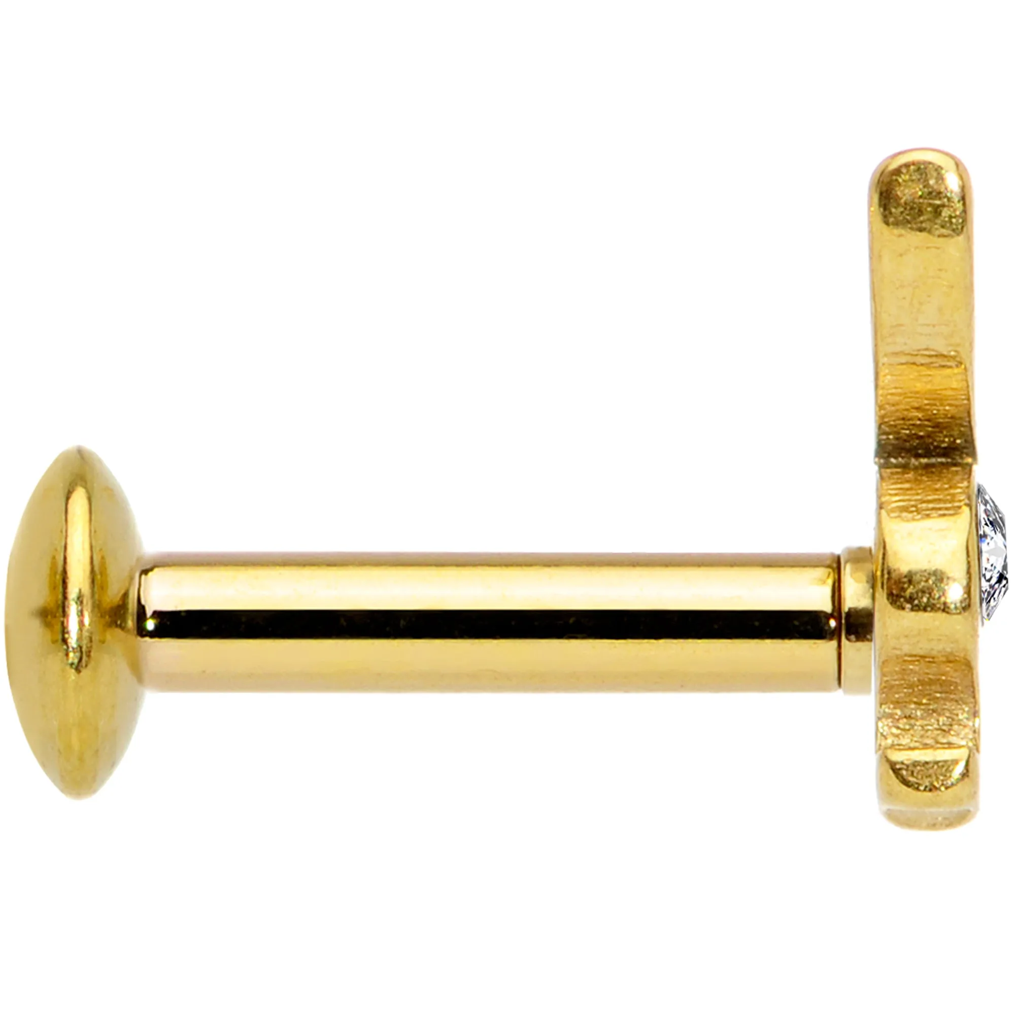 16 Gauge 1/4 Licensed Playboy Clear CZ Gold Hue Internal Thread Labret