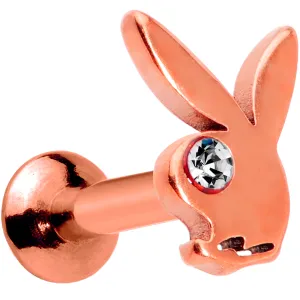 16 Gauge 1/4 Licensed Playboy CZ Rose Gold Hue Internal Thread Labret