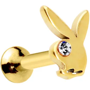 16 Gauge 5/16 Licensed Playboy CZ Gem Gold Tone Internal Thread Labret