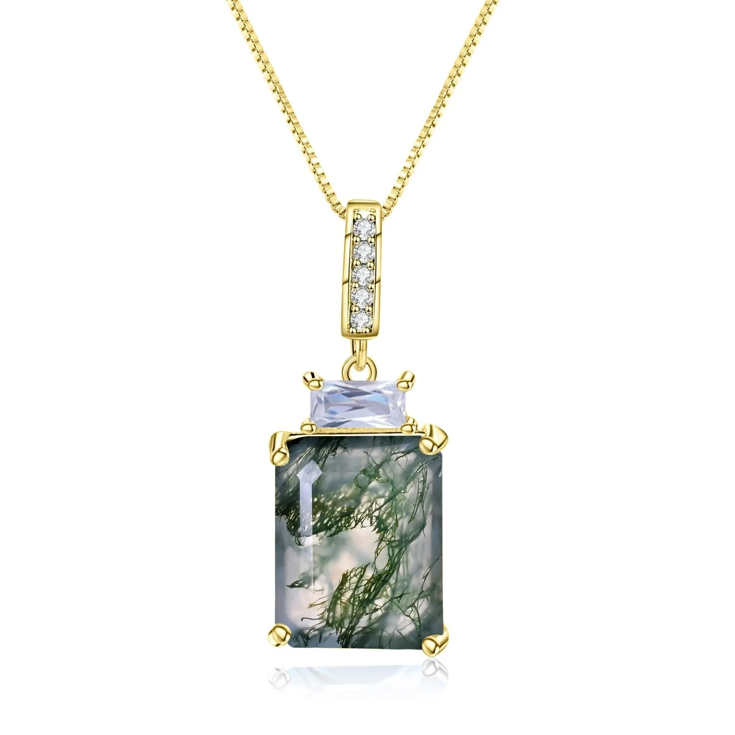 2.94 Ct Natural Moss Agate  Classic Necklace