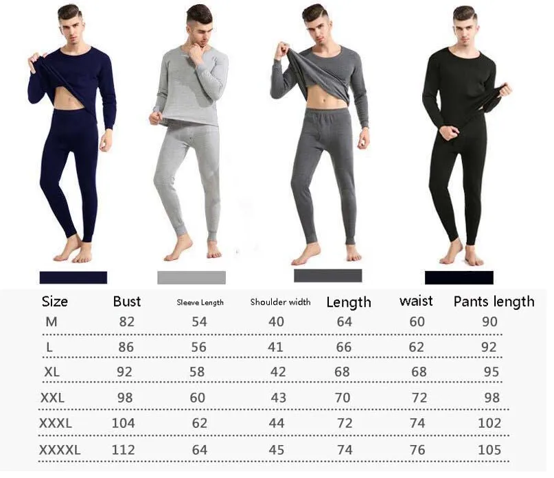 2Pcs Men Thermal Underwear Set Winter Warm Thicken Long Suits