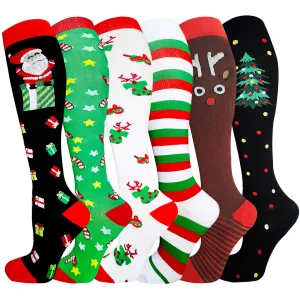 6-Pairs Christmas Compression Socks For Men & Women（15-20mmHG）| Actinput