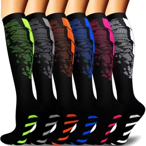 6-Pairs Color Block Compression Socks for Man and Woman | ACTINPUT