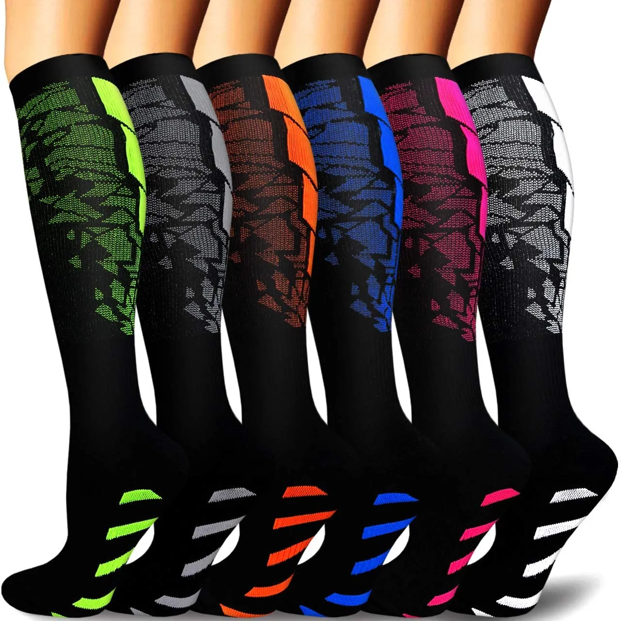 6-Pairs Color Block Compression Socks for Man and Woman | ACTINPUT