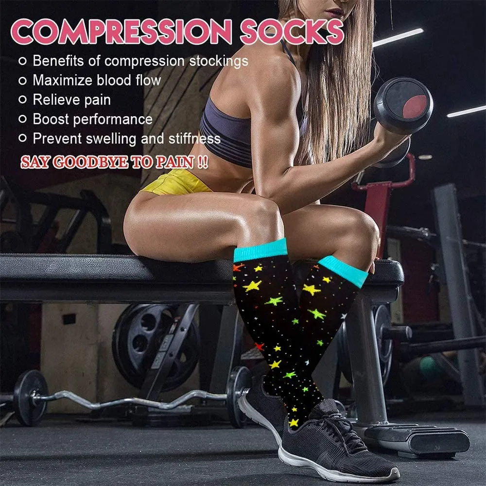 6-Pairs Colorful Compression Socks 20-30 mmHg for Man and Woman | ACTINPUT