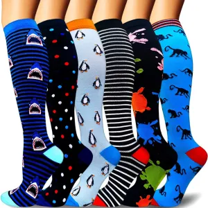 6-Pairs Cool Animal Compression Socks for Man and Woman(20-30 mmHG） | ACTINPUT
