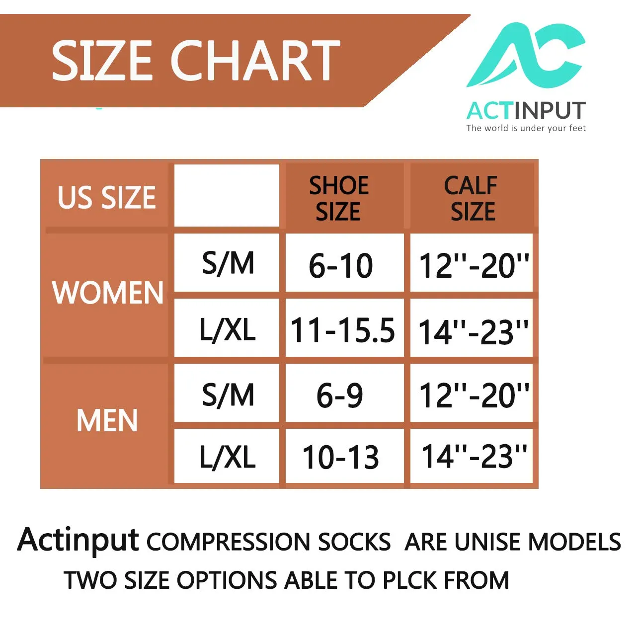 6-Pairs Cool Compression Socks for Man and Woman(20-30 mmHG） | ACTINPUT