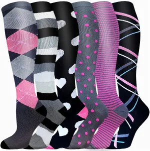 6-Pairs Cool Compression Socks Women & Men （20-30 mmHG) | Actinput