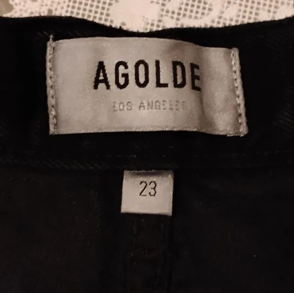 AGOLDE Revolve ‘90s Pinch High Waist Frayed Hem Bermuda Shorts, Black, Size 23