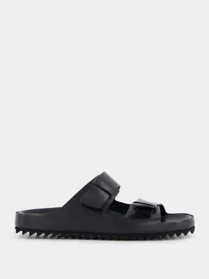 Agorà Black Leather Slides