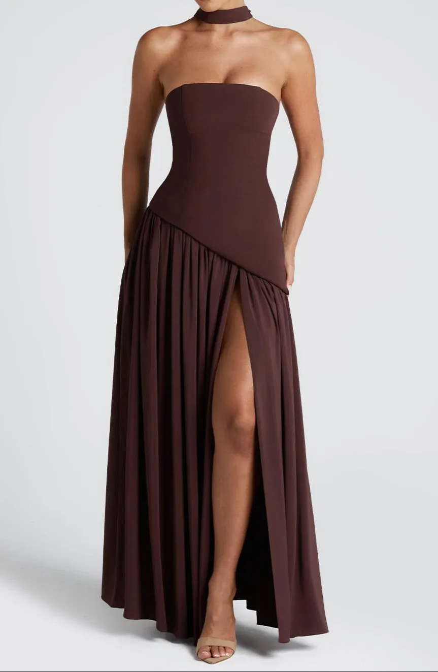 Ainara Maxi Dress - Plum Brown