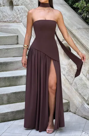 Ainara Maxi Dress - Plum Brown