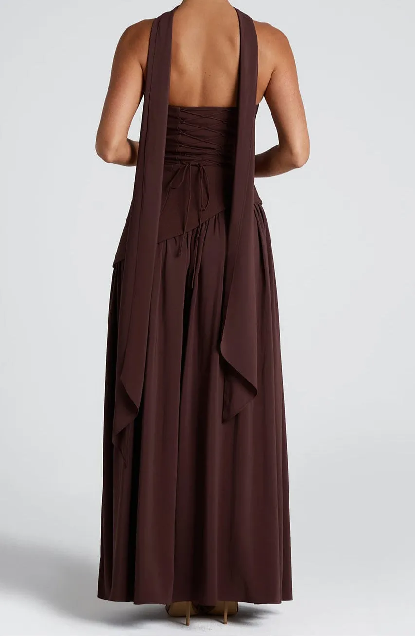 Ainara Maxi Dress - Plum Brown