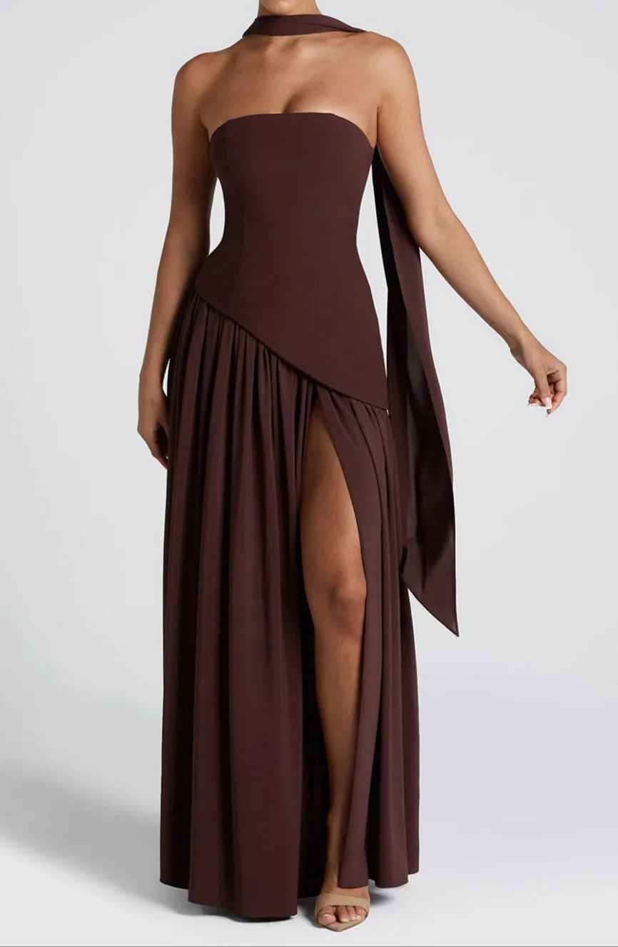 Ainara Maxi Dress - Plum Brown