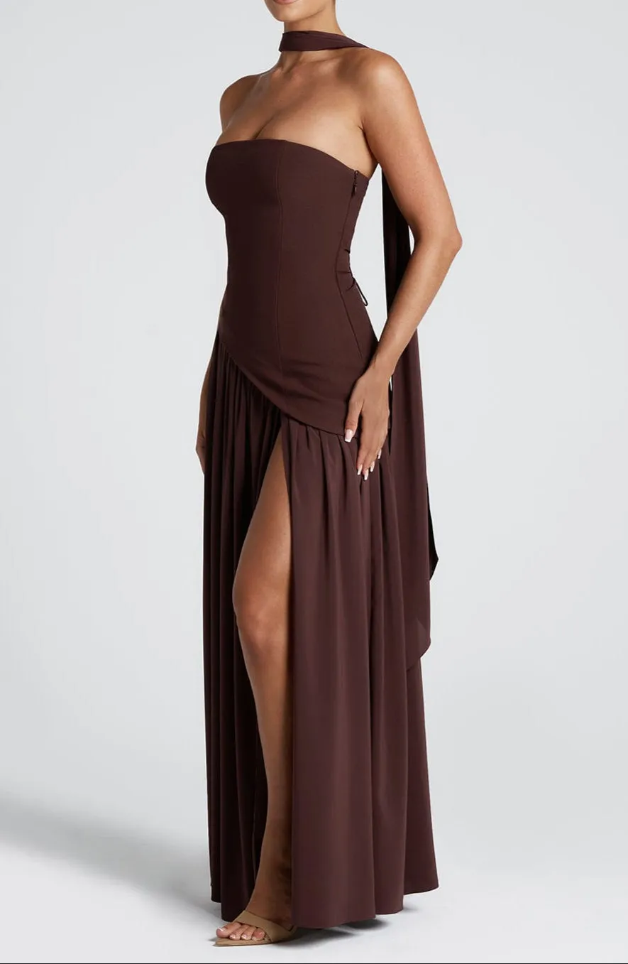 Ainara Maxi Dress - Plum Brown