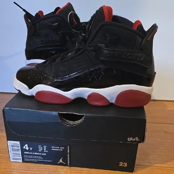 Air Jordan 6 Rings Black and Red Sneakers