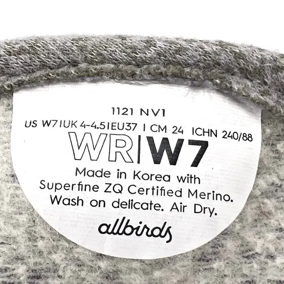 Allbirds Sneakers Wool Runners Black Grey Color Block Women’s Size 7 EUC