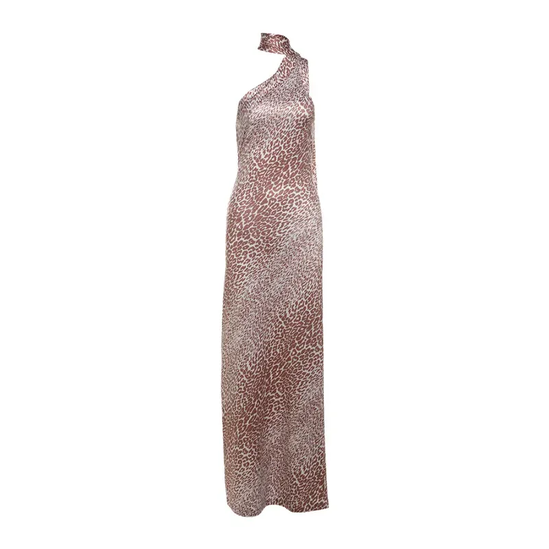 Amara Leopard Print Backless Halter Maxi Dress