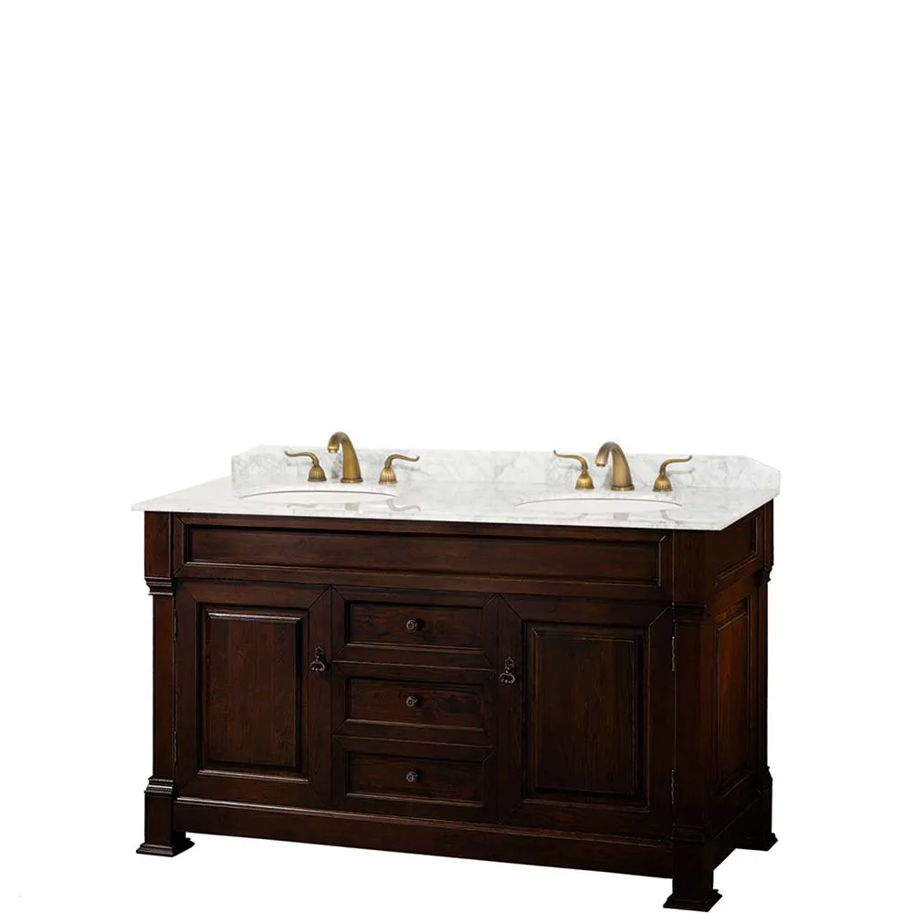 Andover 60 Inch Double Bathroom Vanity in Dark Cherry