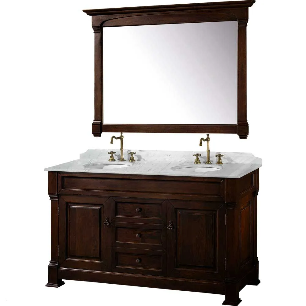 Andover 60 Inch Double Bathroom Vanity in Dark Cherry