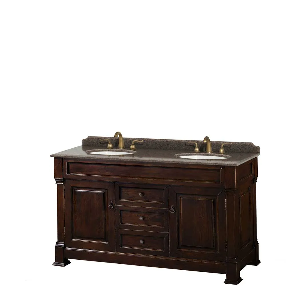 Andover 60 Inch Double Bathroom Vanity in Dark Cherry