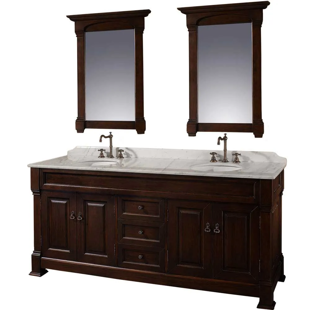 Andover 72 Inch Double Bathroom Vanity in Dark Cherry