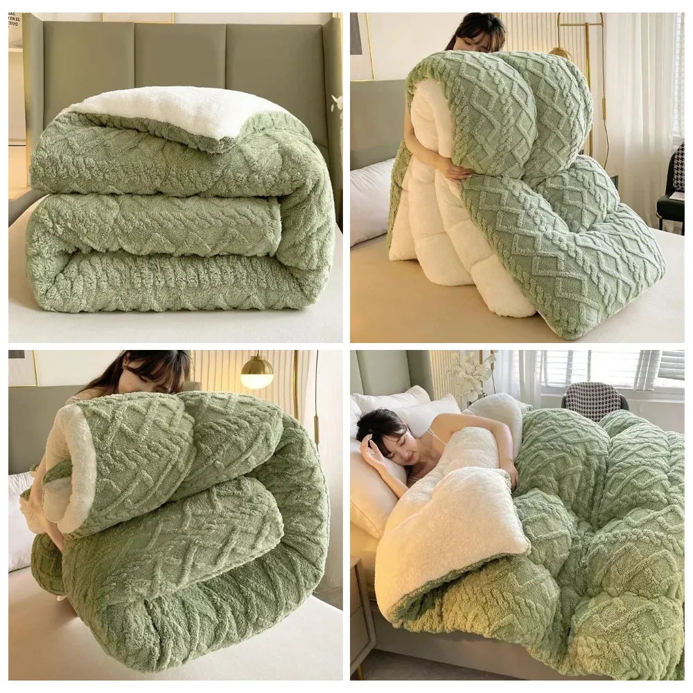 Anyhouz Blanket Pink Cashmere Super Thick Warm Quilt Comforter