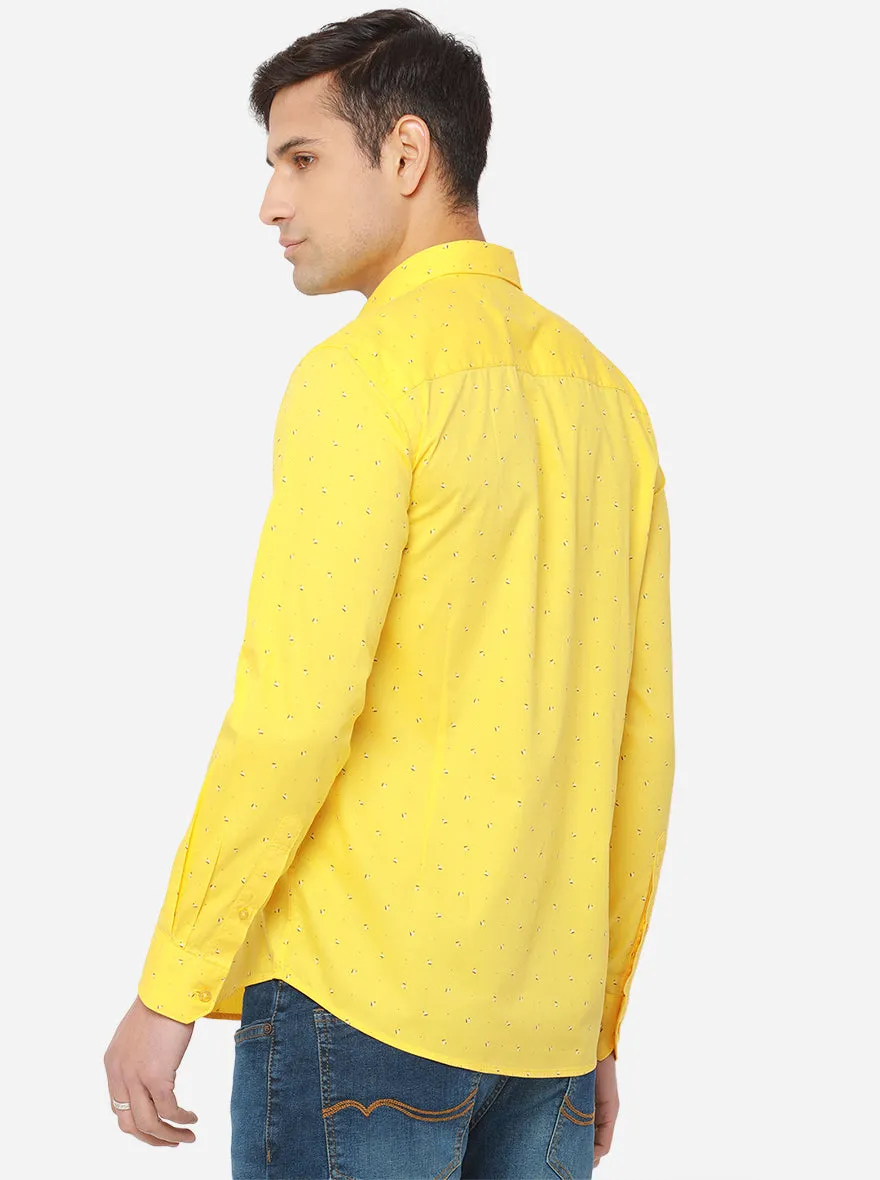 Banana Yellow Printed Slim Fit Casual Shirt | JadeBlue