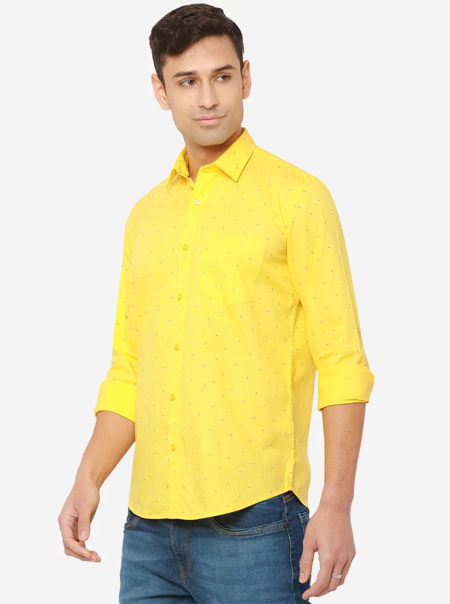 Banana Yellow Printed Slim Fit Casual Shirt | JadeBlue