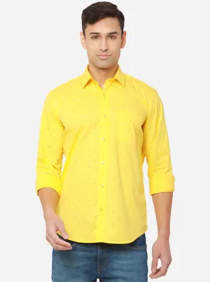 Banana Yellow Printed Slim Fit Casual Shirt | JadeBlue