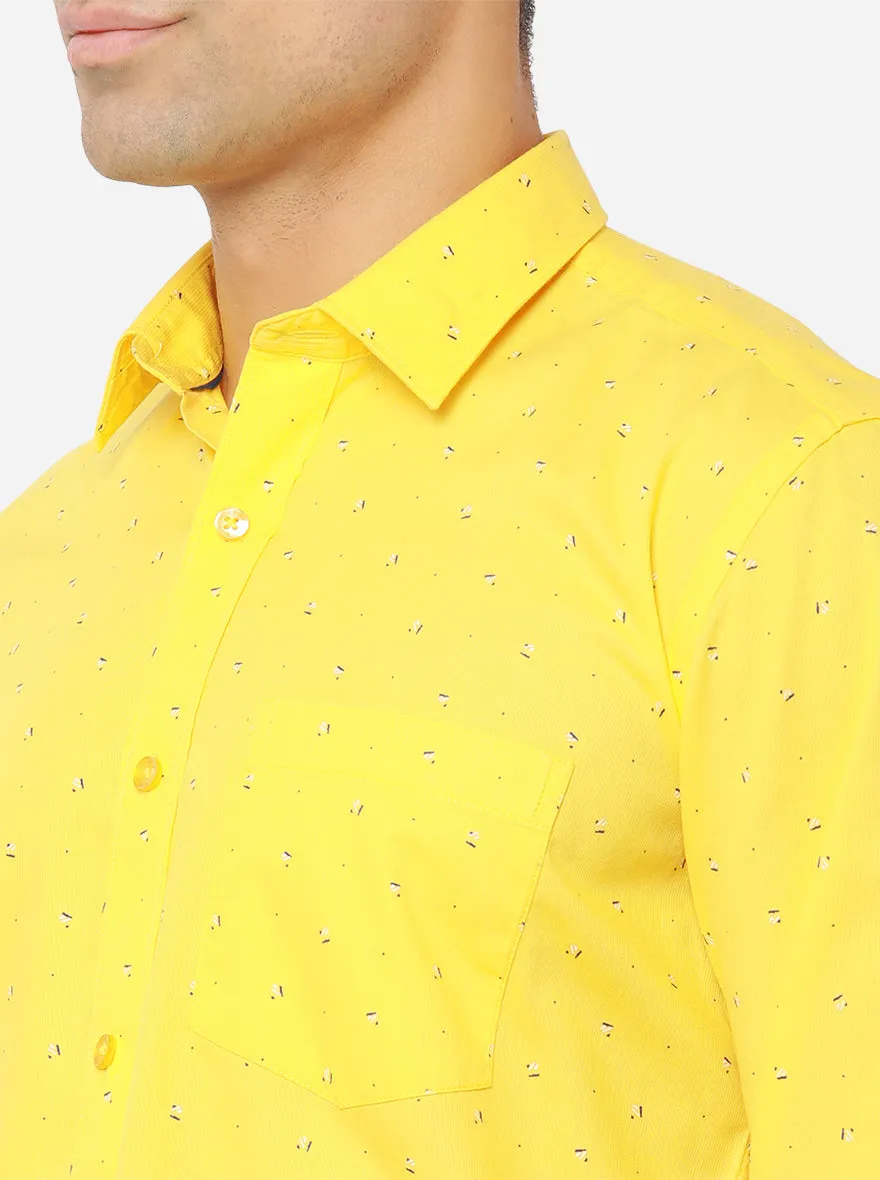 Banana Yellow Printed Slim Fit Casual Shirt | JadeBlue