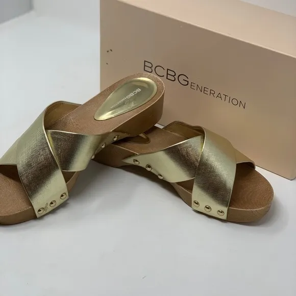 BCBGeneration  Soho Slide Wooden Clog Sandals