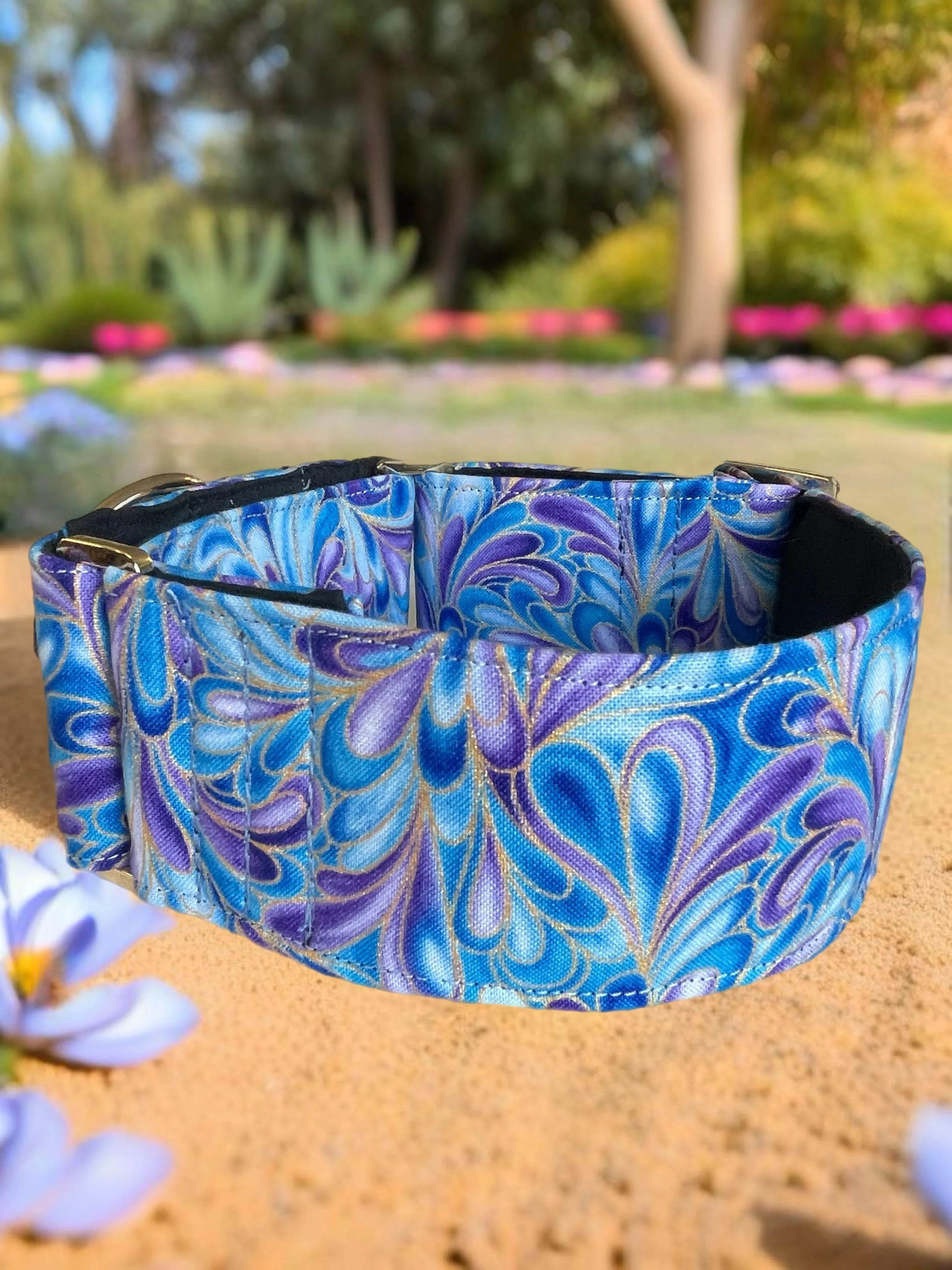Beautiful romantic flowing design greyhound Martingale collar cotton covered super soft