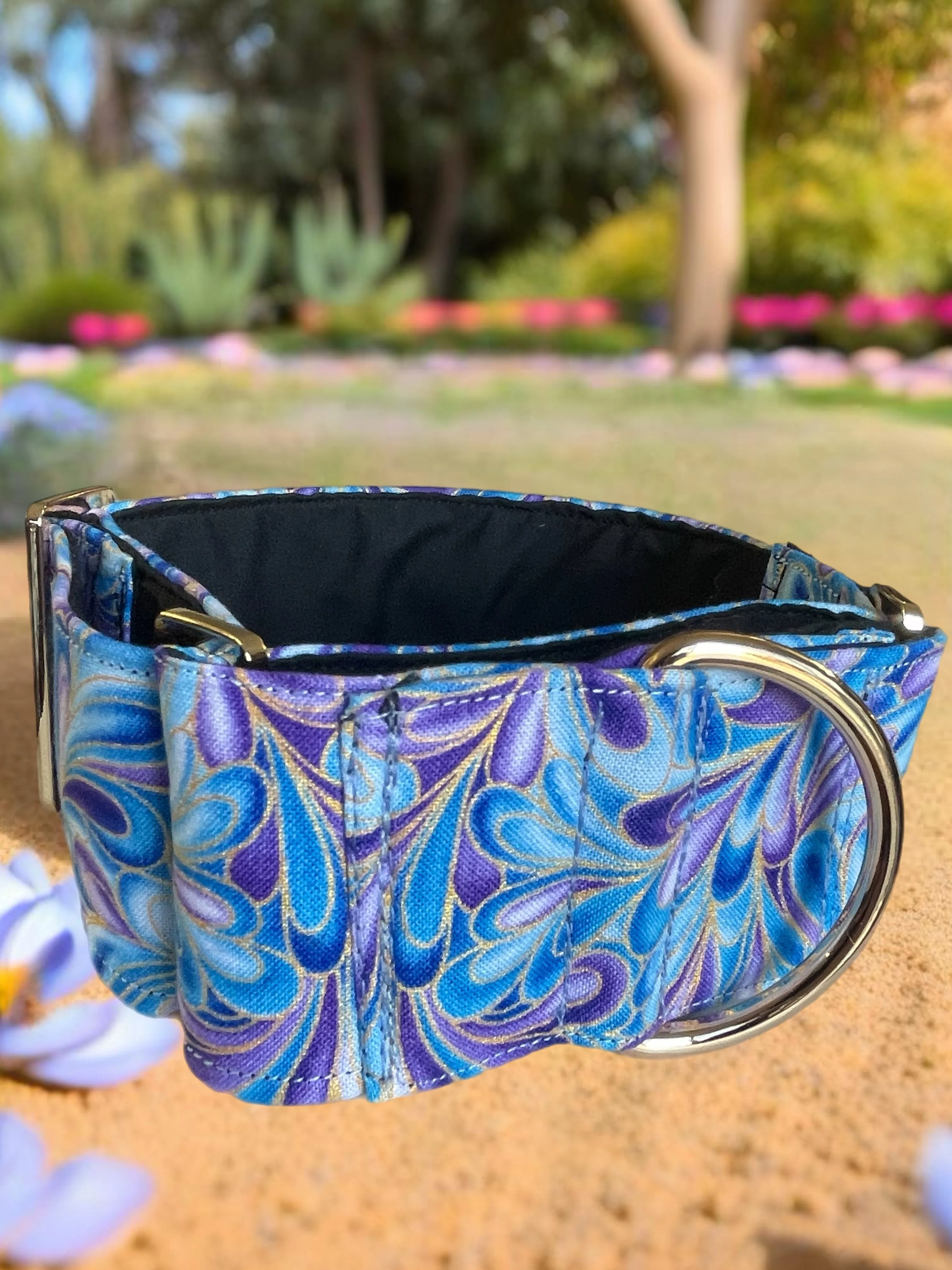 Beautiful romantic flowing design greyhound Martingale collar cotton covered super soft