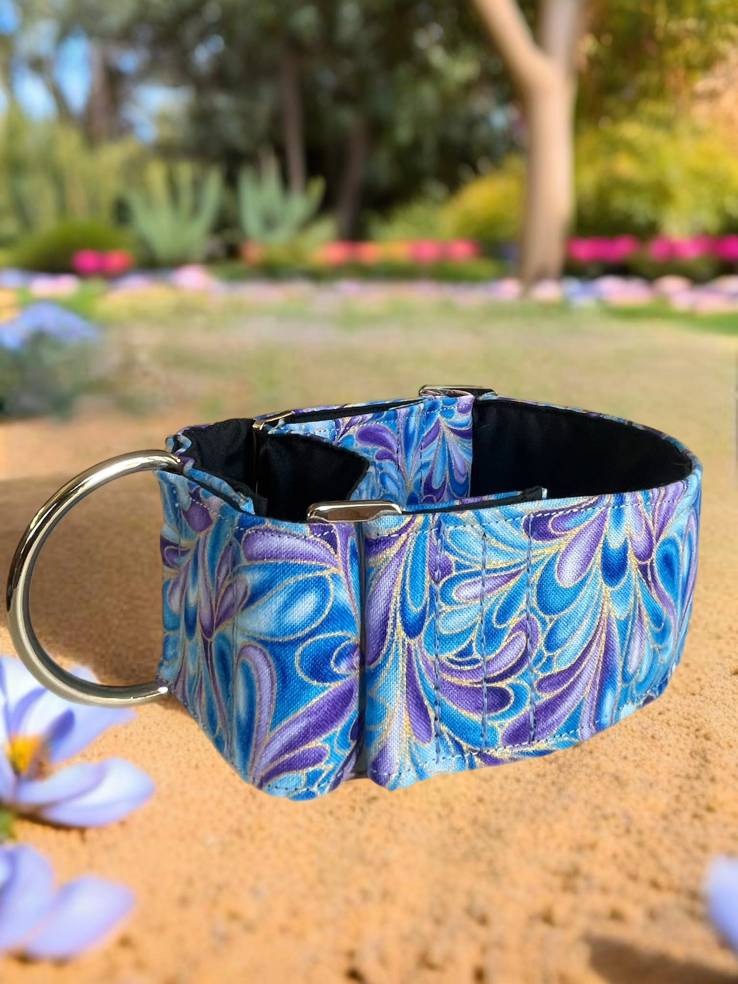 Beautiful romantic flowing design greyhound Martingale collar cotton covered super soft