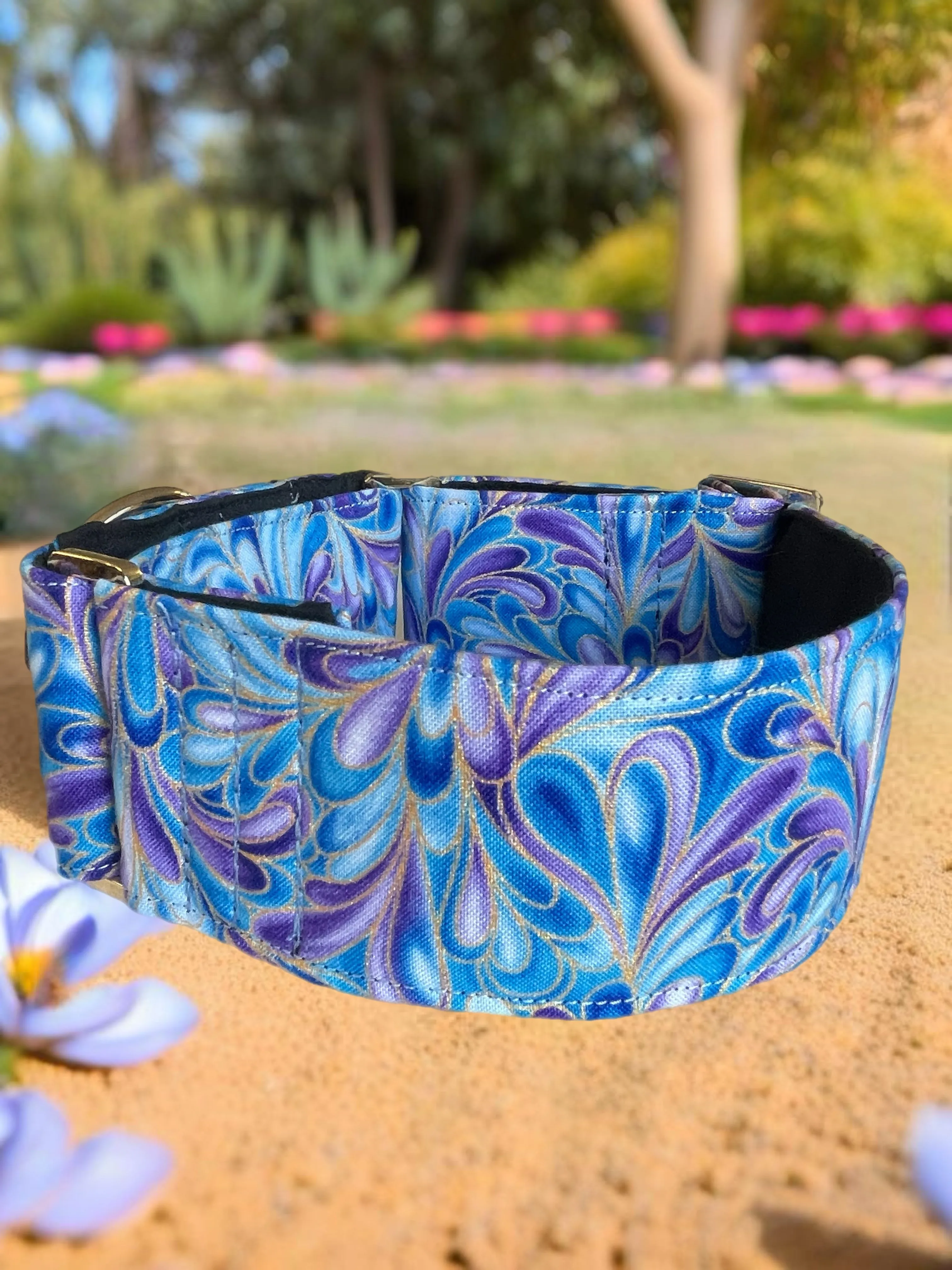 Beautiful romantic flowing design greyhound Martingale collar cotton covered super soft