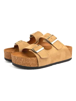 Beige High Double Buckle