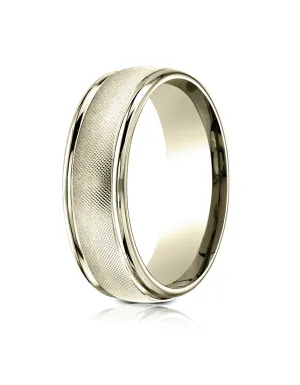 Benchmark 10k Yellow Gold 7mm Comfort-Fit Florentine Center High Polish Round Edge Design Band,(Size 4-15)