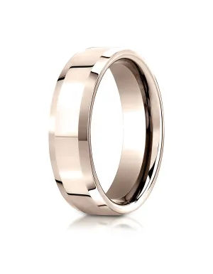 Benchmark 14K Rose Gold 6mm Comfort-Fit High Polished Carved Design Wedding Band Ring (Sizes 4 - 15 )