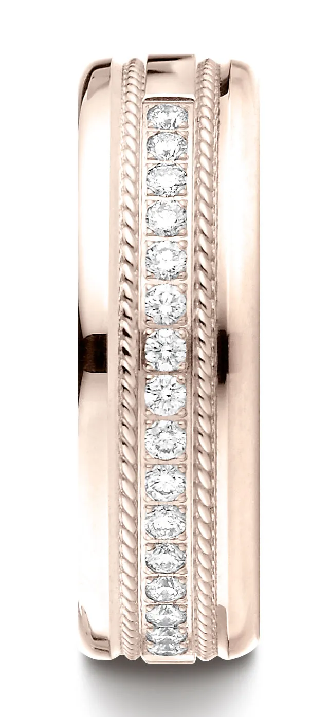 Benchmark 14K Rose Gold 7.5mm Comfort-Fit Pave-set 16-Stone Diamond Wedding Band Ring (0.32 ct.)