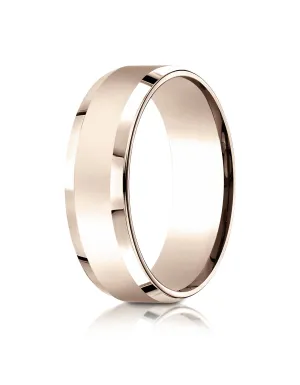 Benchmark 14k Rose Gold 7mm Comfort-Fit High Polished Carved Design Band, (Sizes 4-15)